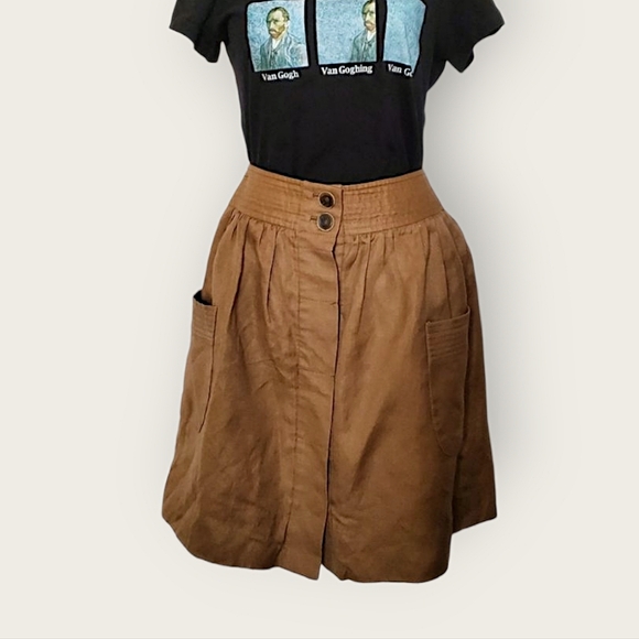 J.Crew Camel A-line Linen Mini Skirt - Picture 2 of 5